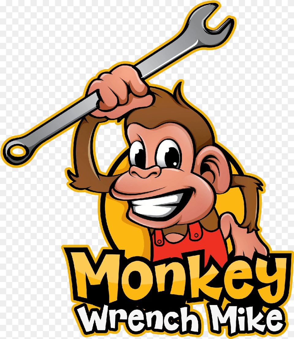 Monkey Wrench Mike Monkey With Wrench Logo, Baby, Person, Face, Head Free Png Download