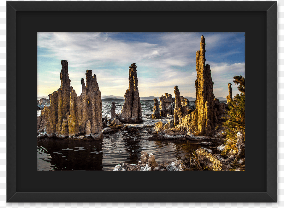 Mono Lake Tufas Print With Mat In Rustic Frame, Water, Land, Nature, Outdoors Free Png Download