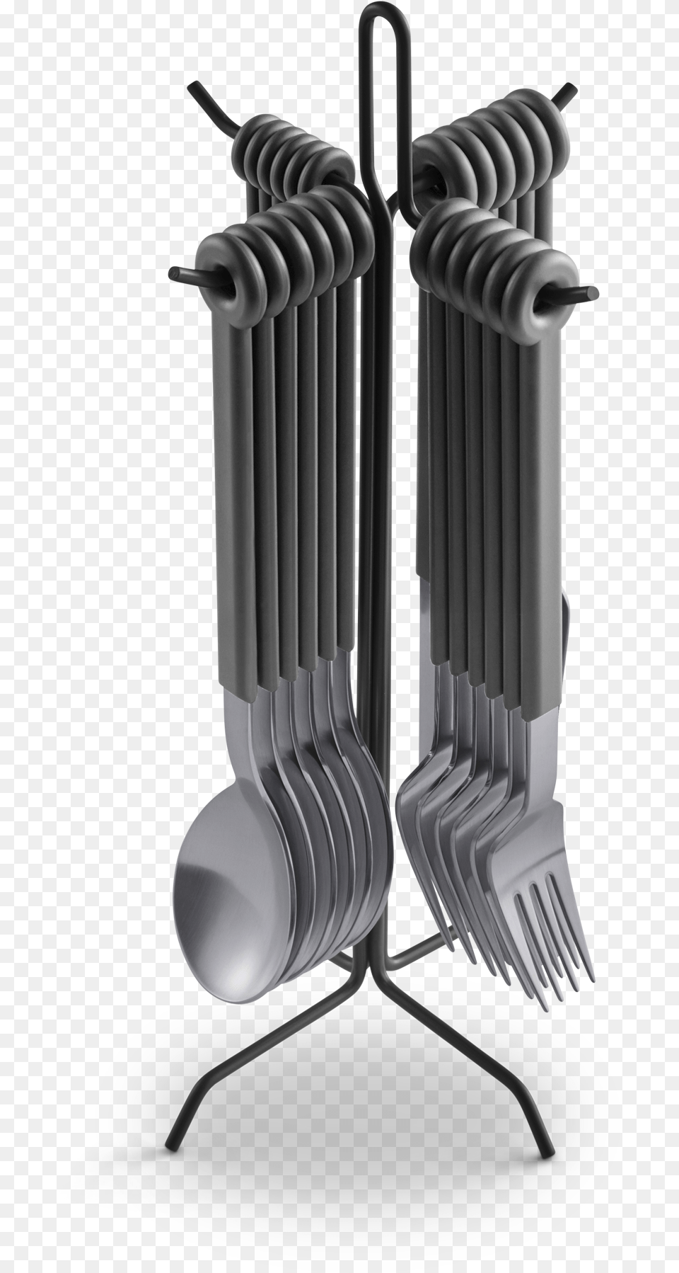 Mono Ring Flatware Set 24 Stand Grey Mono Ring Flatware Set Black With Stand, Cutlery, Fork, Spoon Free Png Download