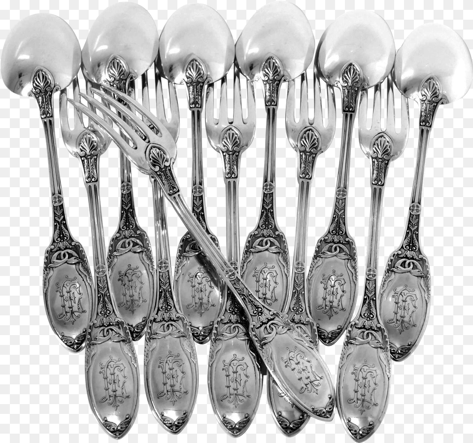 Monochrome, Cutlery, Spoon, Fork, Silver Free Png