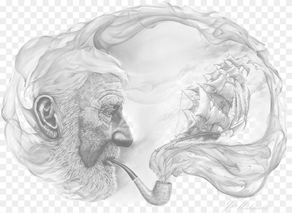 Monochrome, Art, Drawing, Smoke Pipe, Adult Free Transparent Png
