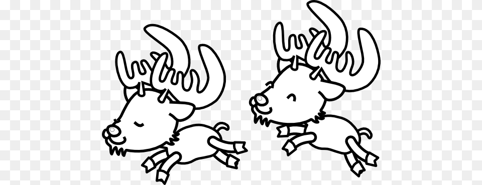 Monochrome Clipart Reindeer, Animal, Bull, Mammal, Buffalo Free Png Download
