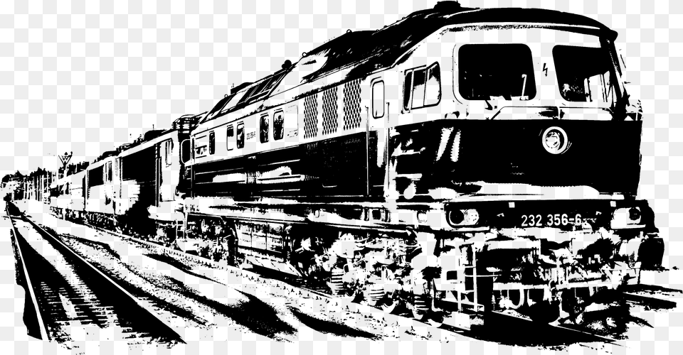 Monochrome Diesel Locomotive Clip Arts Diesel Engine Train Clipart, Gray Free Png