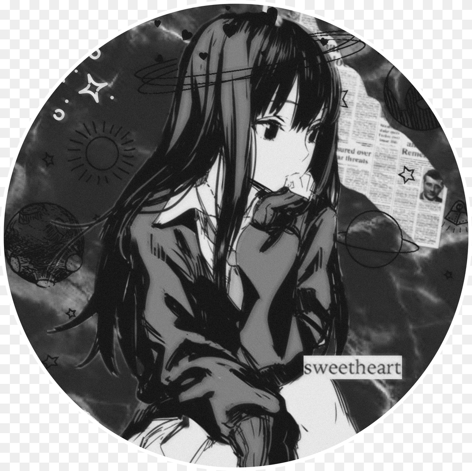 Monochrome Edgy Anime Icons Novocomtop Anime Girl Monochrome Aesthetic Free Png Download