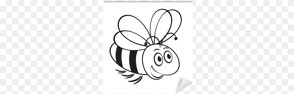 Monochrome Illustration Of Cute Bee Wall Mural Pixers Bee, Animal, Invertebrate, Insect, Honey Bee Free Transparent Png