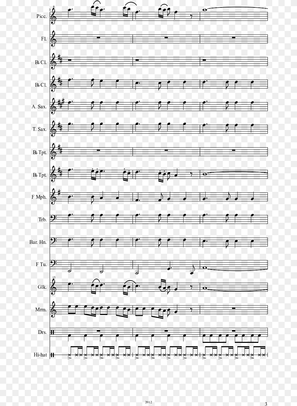 Monochrome No Kiss Sheet Music Composed By Sid 3 Of Black Butler Opening 1 Flute, Gray Png