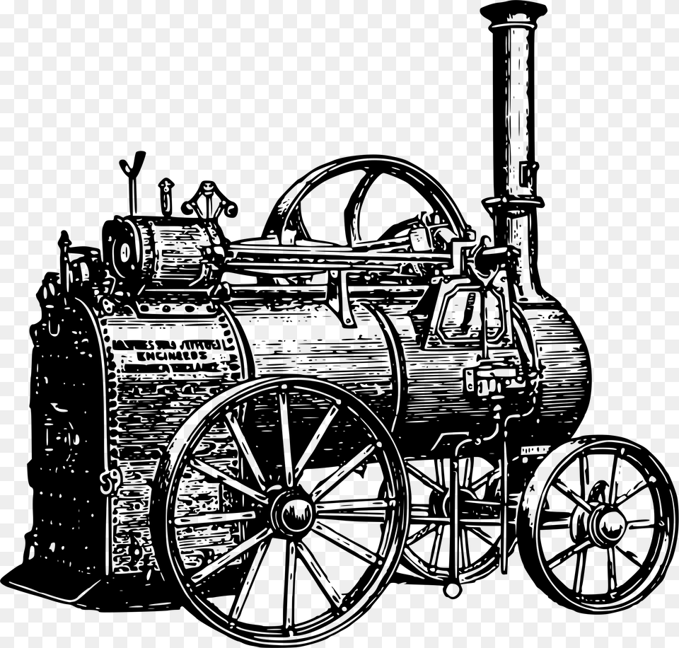 Monochrome Photographycarmotor Vehicle Steam Engine, Gray Free Png