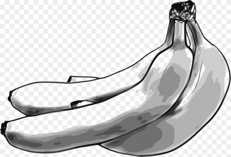 Monochrome Photographyjawdrawing Drawing Banana Black And White, Food, Fruit, Plant, Produce Png Image