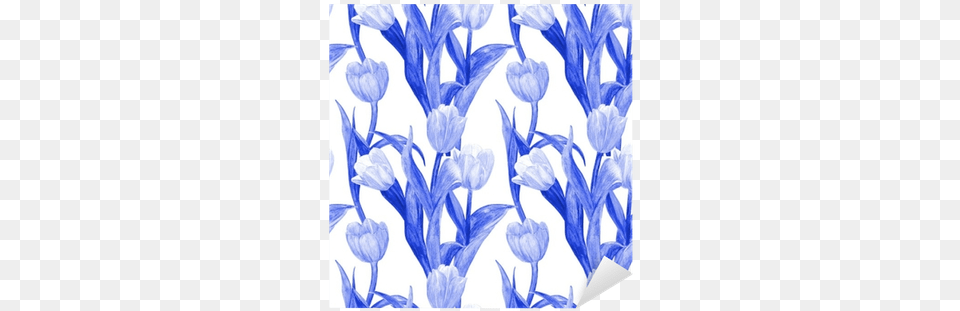 Monochrome Seamless Texture With Blue Tulips For Your Watercolor Painting, Art, Floral Design, Graphics, Pattern Free Png Download