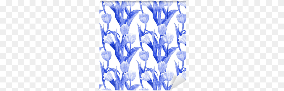 Monochrome Seamless Texture With Blue Tulips For Your Watercolor Painting, Art, Floral Design, Graphics, Pattern Free Transparent Png