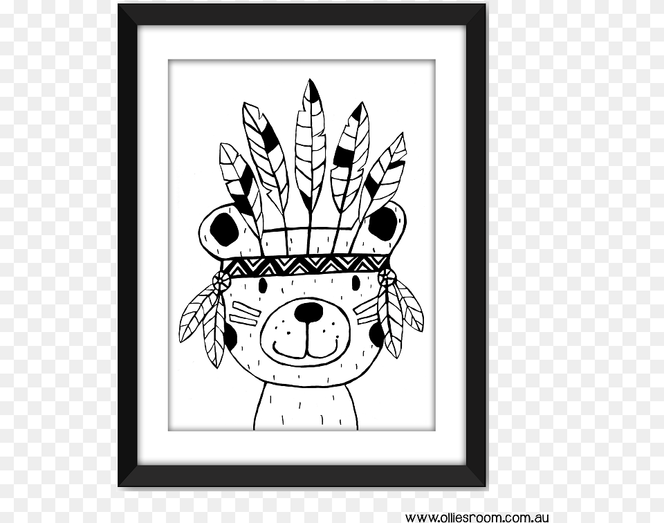 Monochrome Wild Things Art Work Handdrawn Bear Poster Print Poster, Mortar Shell, Weapon Free Png Download