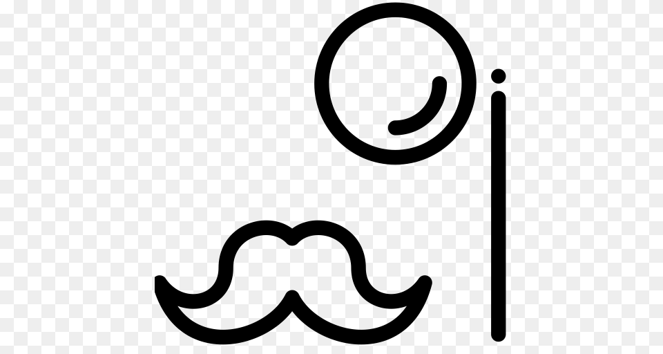 Monocle Mustache Streamline Icon, Gray Png