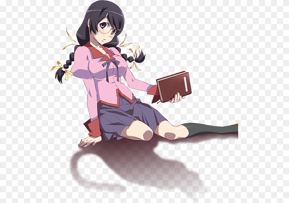 Monogatari Series Tsubasa Hanekawa Anime Glasses Hanekawa Tsubasa Render, Book, Comics, Publication, Baby Free Transparent Png