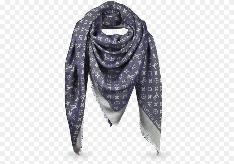 Monogram Denim Shawl Via Louis Vuitton Foulard Homme Louis Vuitton, Clothing, Scarf, Stole Free Transparent Png