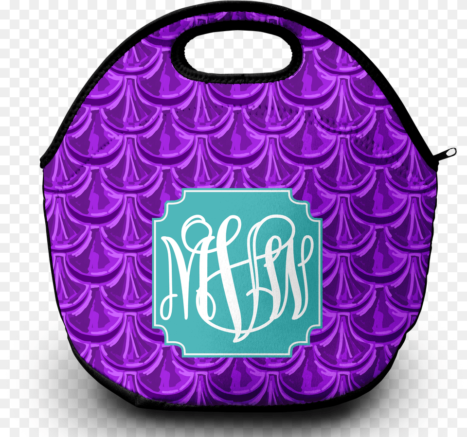 Monogram Lunch Bag Mermaid Scales Purple Circle, Accessories, Handbag, Disk, Bib Png