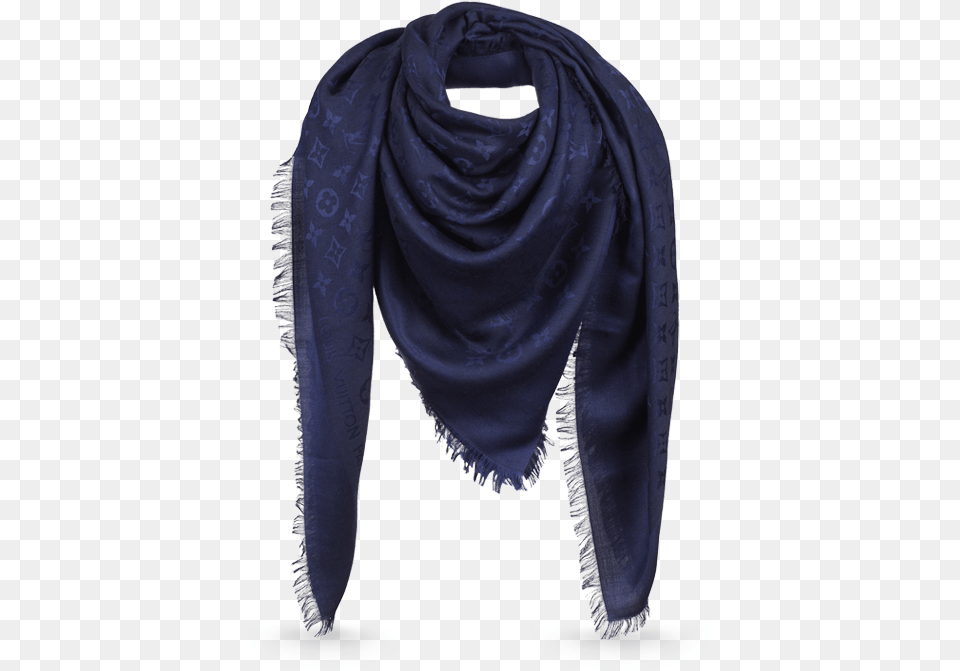 Monogram Shawl Via Louis Vuitton Louis Vuitton Dark Blue Scarf, Clothing, Stole, Coat Free Png Download