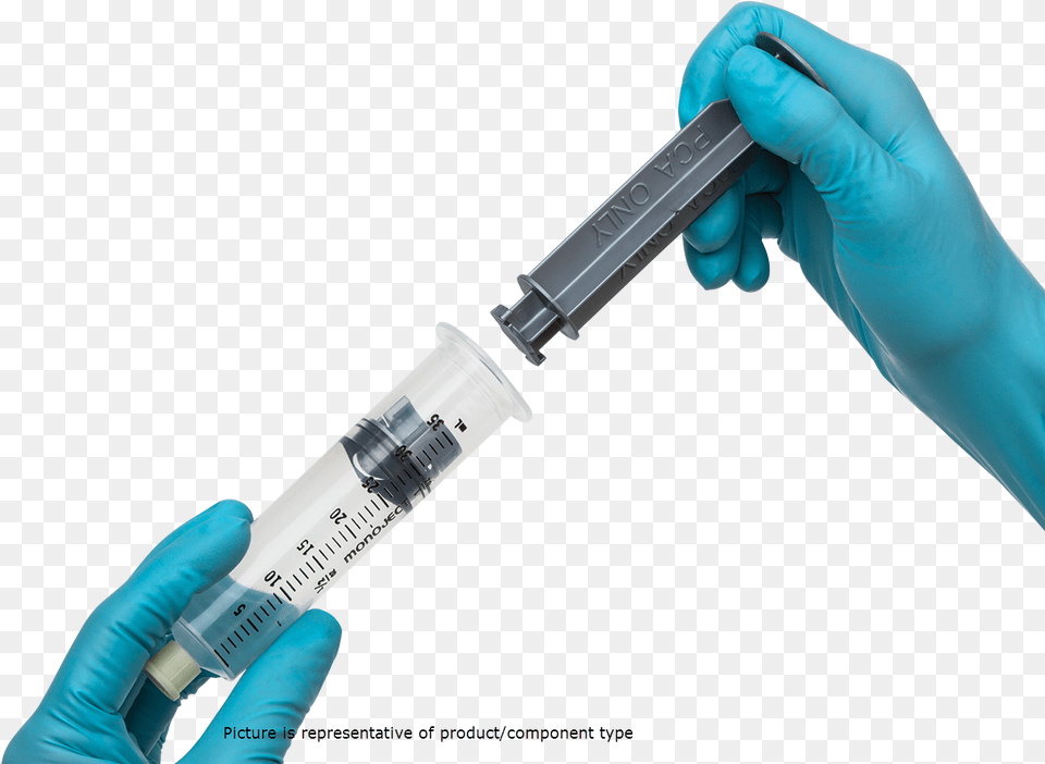 Monoject Syringe Barrell With Plunger Pca Syringe Plunger, Clothing, Glove, Injection Free Png Download