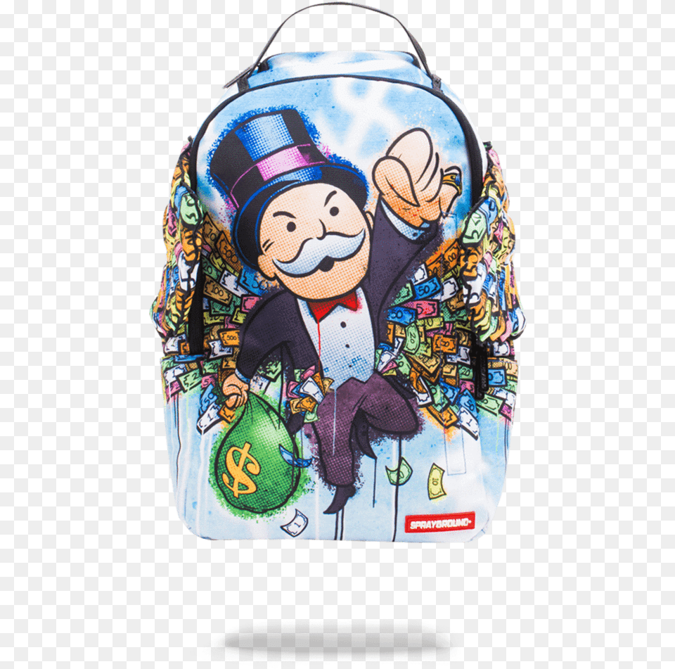 Monopoly Money Monopoly Sprayground Backpack, Bag, Baby, Person, Face Free Transparent Png