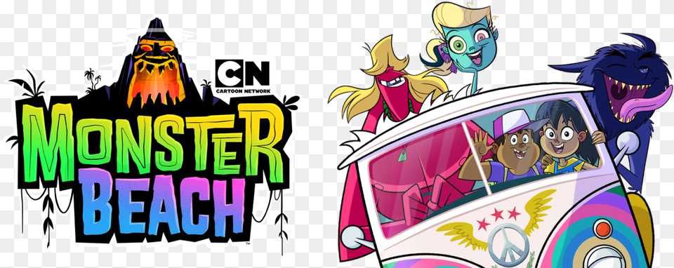 Monster Beach Cartoon Network Logo, Book, Comics, Publication, Person Png Image