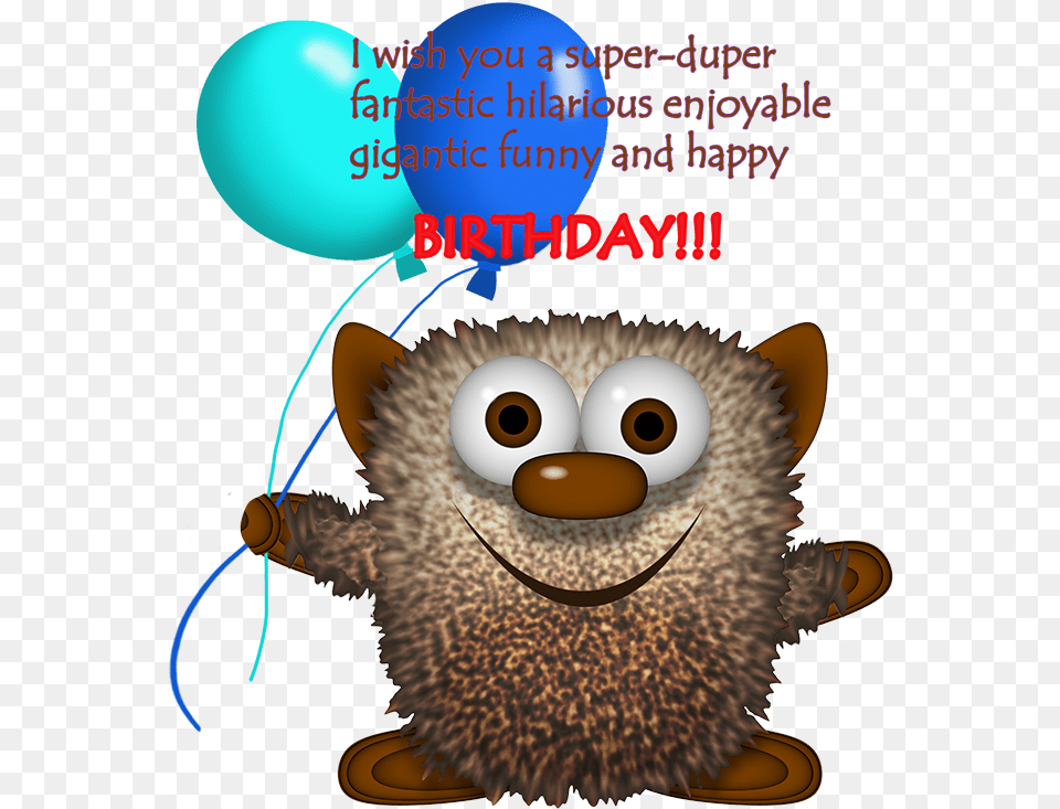 Monster Birthday Clipart Greeting For Boys Funny Birthday Clipart, Balloon, Animal, Hedgehog, Mammal Png