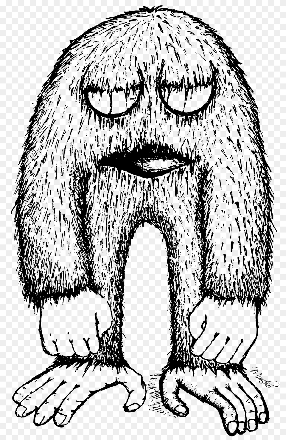 Monster Black And White Clipart, Person, Animal, Mammal, Face Free Png