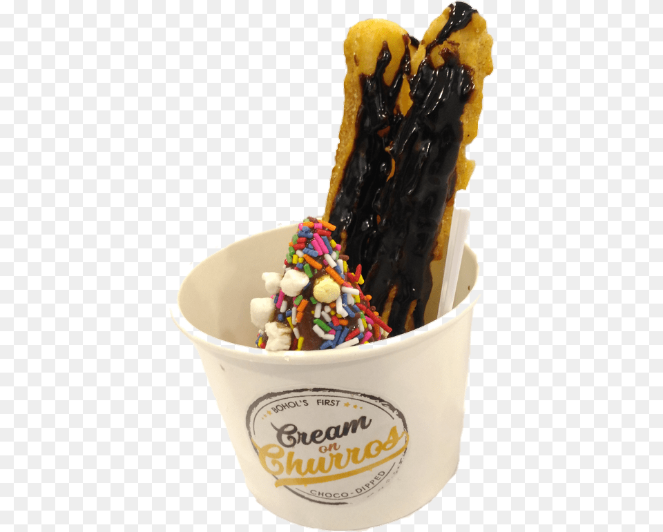 Monster Cream On Churro Churro, Dessert, Food, Ice Cream, Sundae Free Png