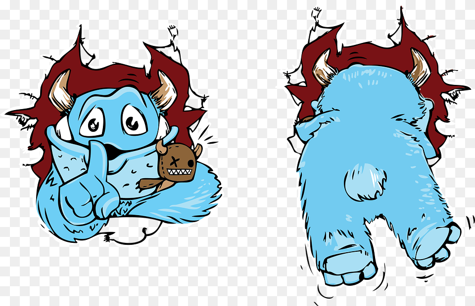 Monster Cute Shush Fun Fur Fluffy Adorable Horns Vector Graphics, Baby, Book, Comics, Person Free Png Download