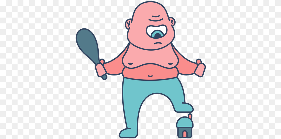 Monster Cyclops Flat Fictional Character, Cutlery, Spoon, Baby, Person Png Image