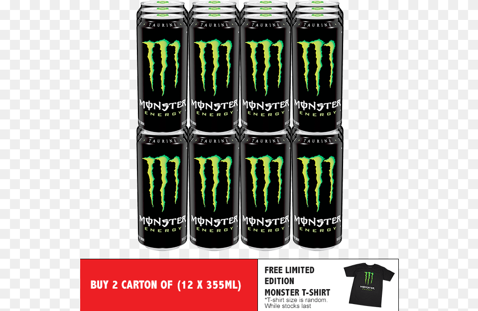 Monster Energy Drink 12 X 355ml X 2 Carton Monster Energy Drink, Tin, Alcohol, Beer, Beverage Free Transparent Png