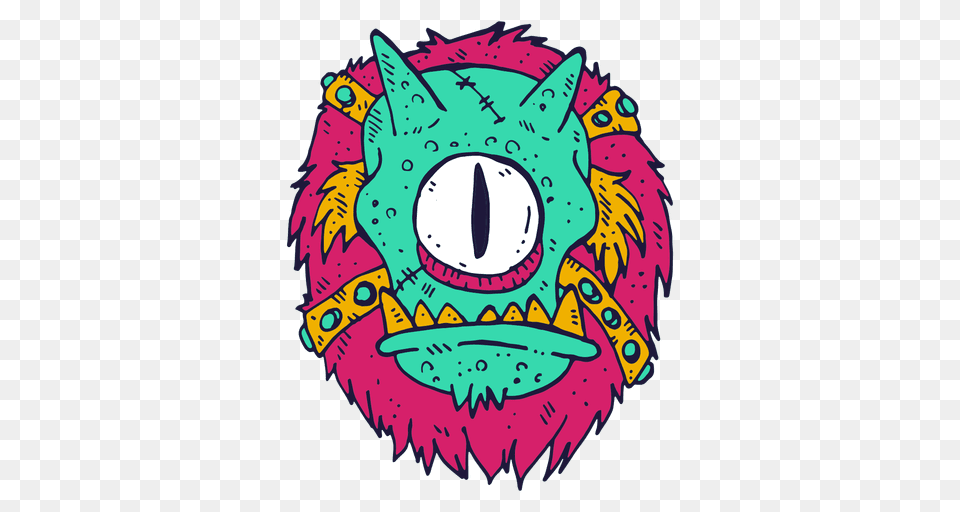 Monster Face Cyclops Illustration, Art, Drawing, Doodle Free Transparent Png