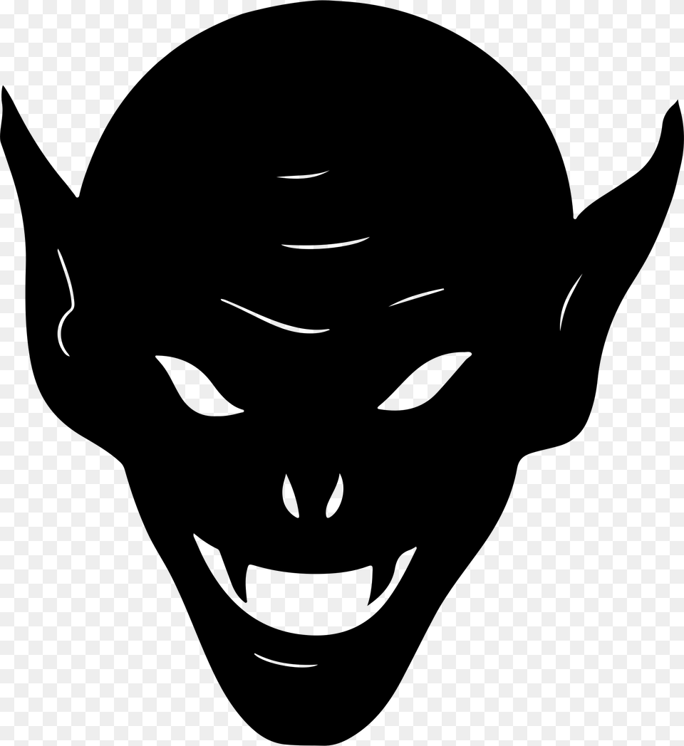 Monster Head Goblin Clip Art Black And White, Gray Png
