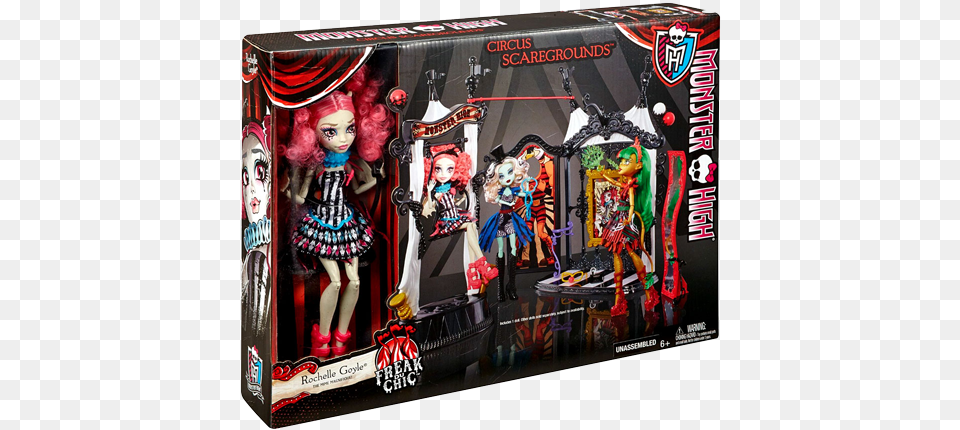 Monster High Freak Du Chic Circus Scaregrounds Rochelle, Figurine, Person, Toy, Doll Png Image