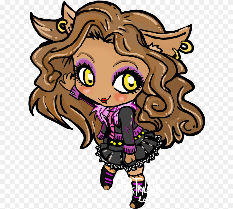 Monster High Ghostly Gossip Clawsum Hd Wallpaper Chibi Monster High Clawdeen, Book, Comics, Publication, Baby Png Image