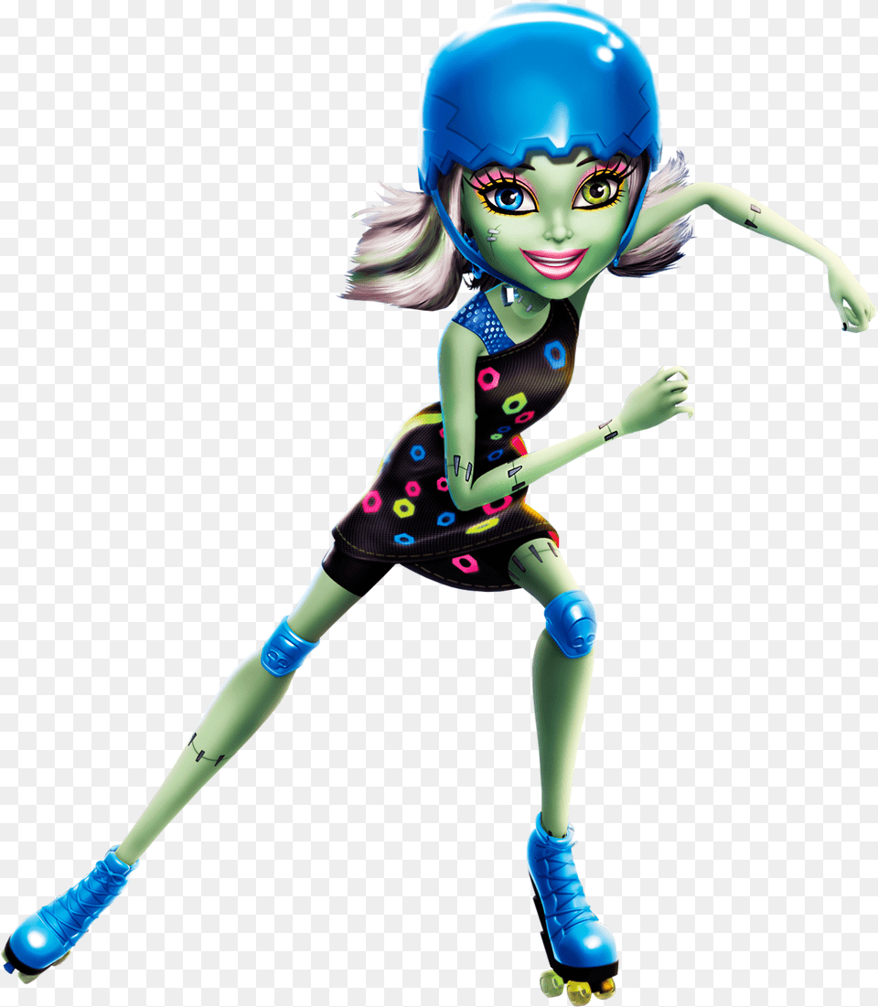 Monster High Skultimate Roller Maze Frankie, Person, Face, Head, Helmet Free Png