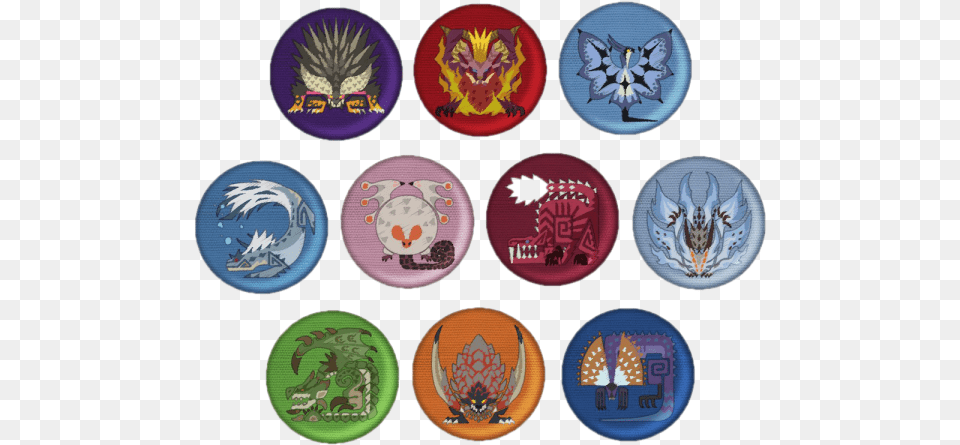 Monster Hunter Embroidered Pin Badges Monster Icons Monster Hunter World, Badge, Logo, Symbol Free Png