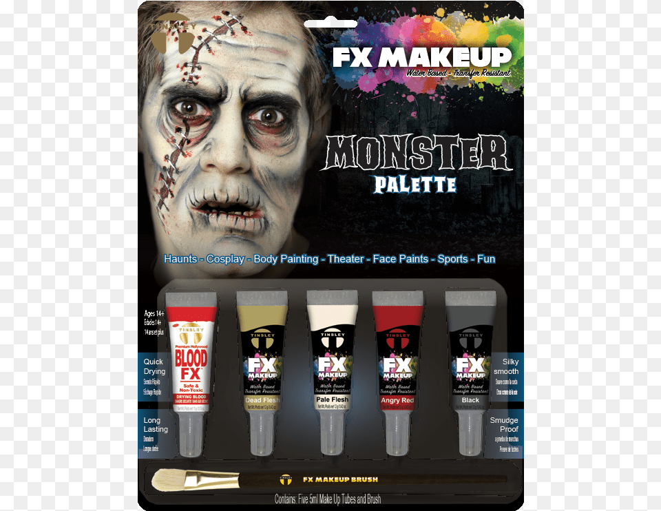 Monster Liquid Makeup Kit Fx Makeup Zombie, Advertisement, Poster, Adult, Female Free Png Download