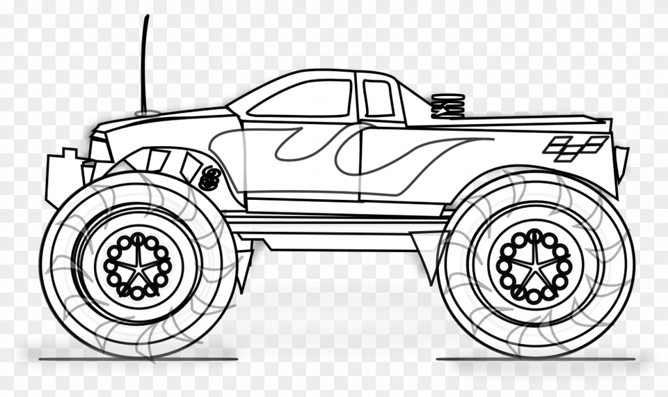 Monster Monster Truck Drawing Side View, Car, Transportation, Vehicle, Machine Png