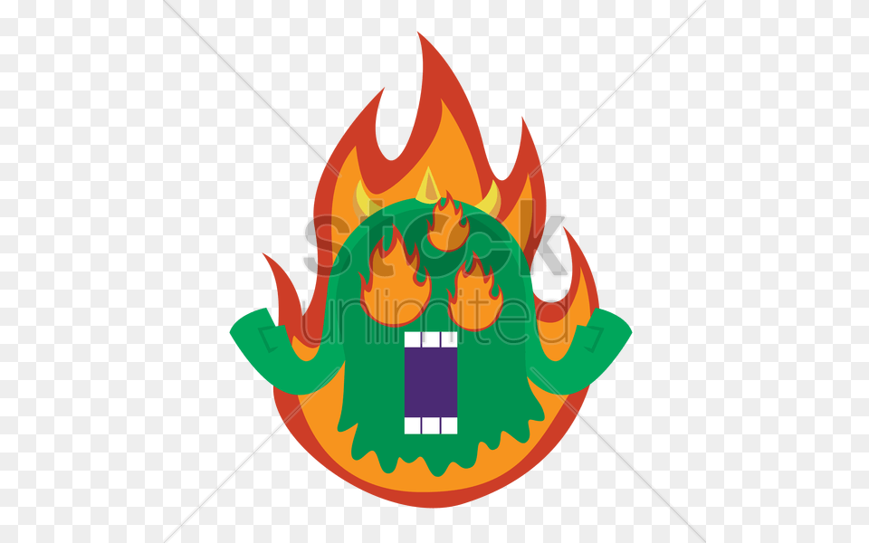 Monster On Fire Vector Png Image