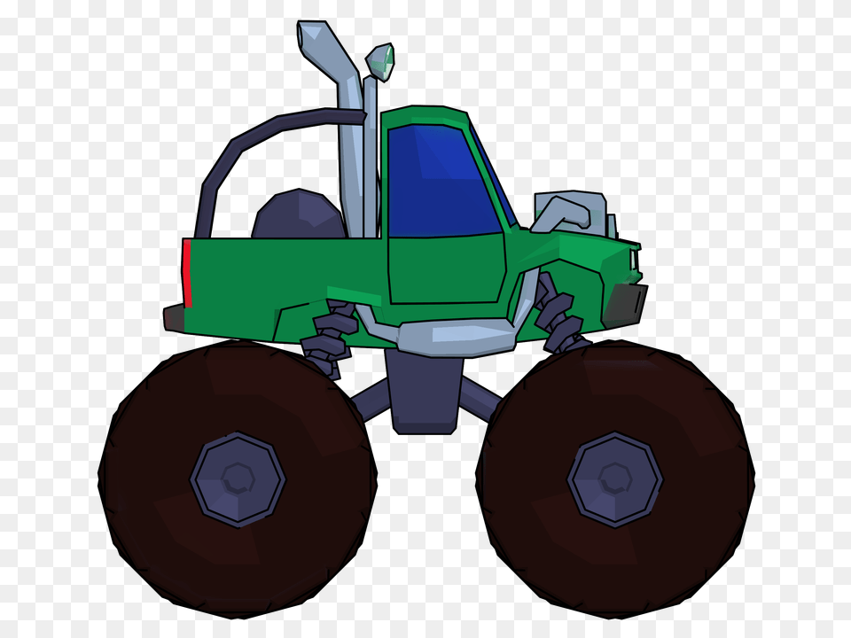 Monster Truck Cartoon Clipart Picture Side View, Device, Grass, Lawn, Lawn Mower Free Png Download