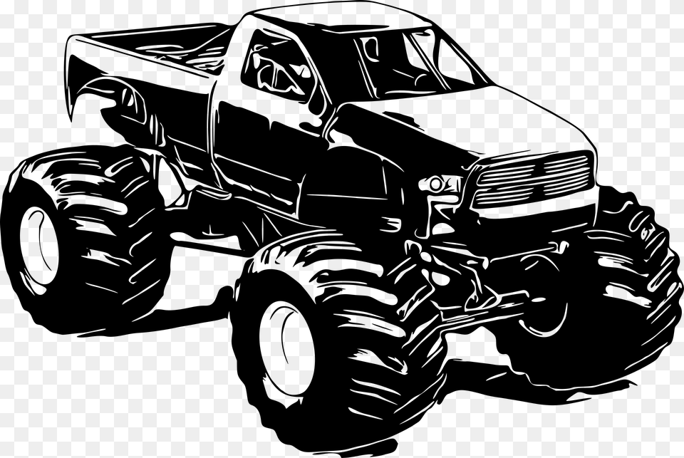 Monster Truck Vehicle Tires Power Wheel Texas Black And White Monster Truck, Gray Free Png Download