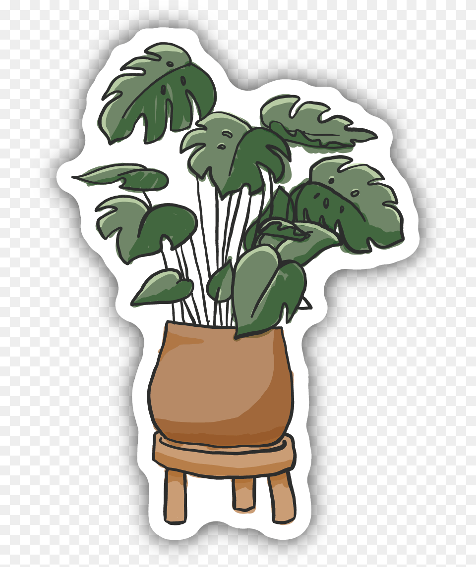 Monstera Deliciosa Sticker Clip Art, Vase, Tree, Pottery, Potted Plant Png Image
