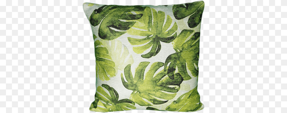 Monstera Saro Green Leaf Print Down Poly Filled Throw Pillow, Cushion, Home Decor Free Png