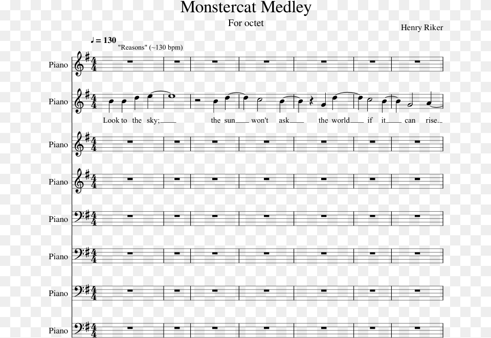 Monstercat Medley Sheet Music Composed By Henry Riker Sheet Music, Gray Png Image
