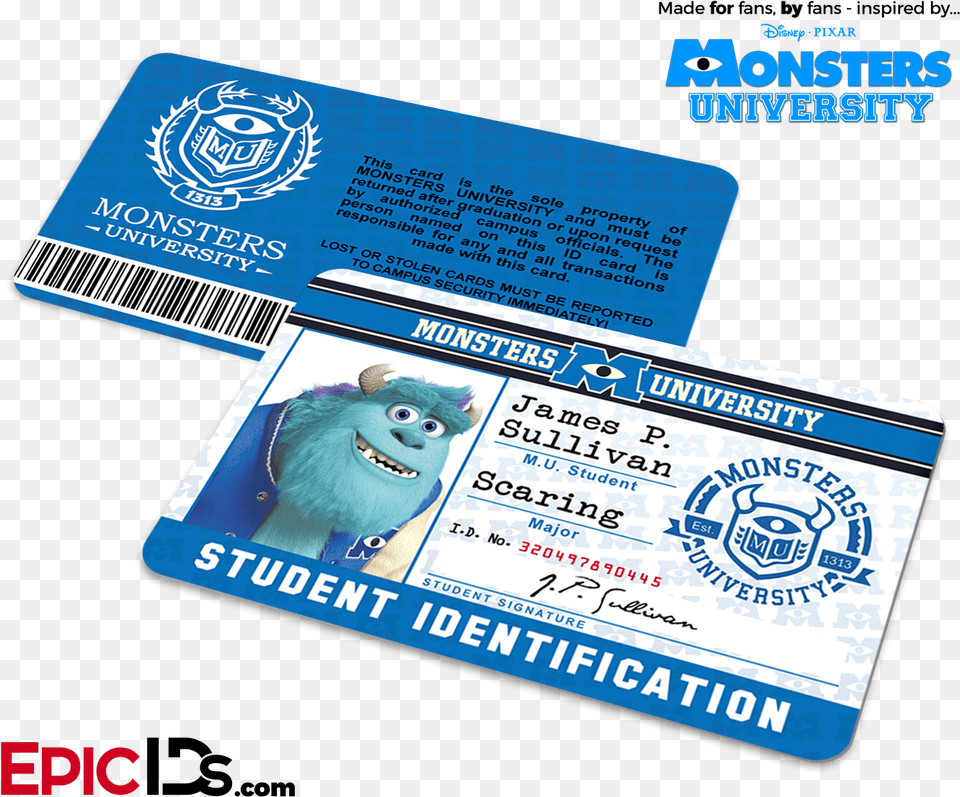 Monsters University Cosplay Student Id Card Sully Monsters University Card, Text, Document, Baby, Person Free Transparent Png