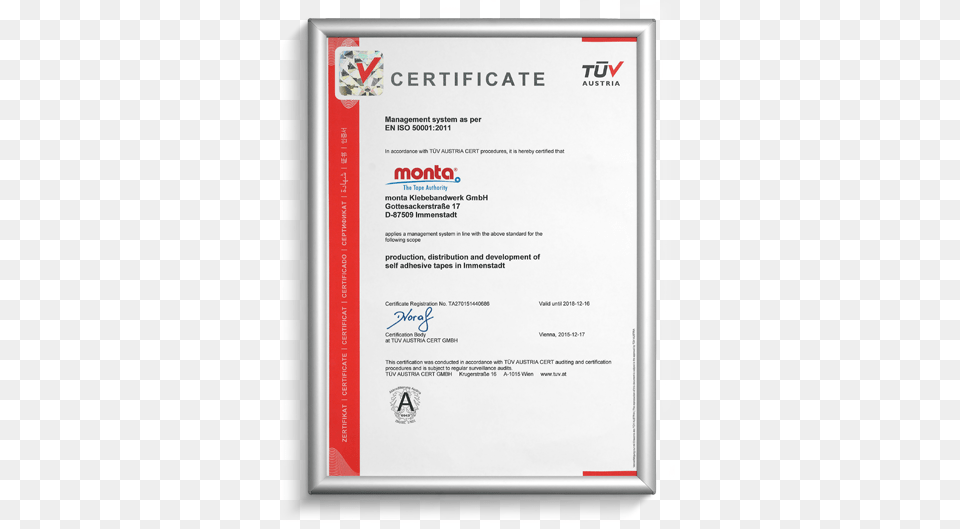 Monta Has Successfully Achieved Din En Iso Tuv Austria, Text, Menu, White Board Png Image