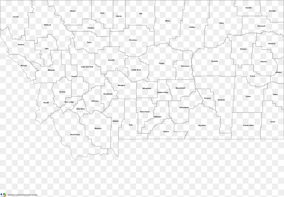 Montana Counties Outline Map Montana County Map Printable, Chart, Plot, Atlas, Diagram Png Image