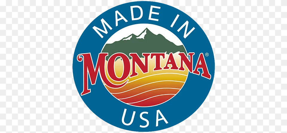 Montana Gifts Great Falls Blue Ribbon Of Made In Montana Sticker, Logo, Badge, Symbol, Disk Free Png Download