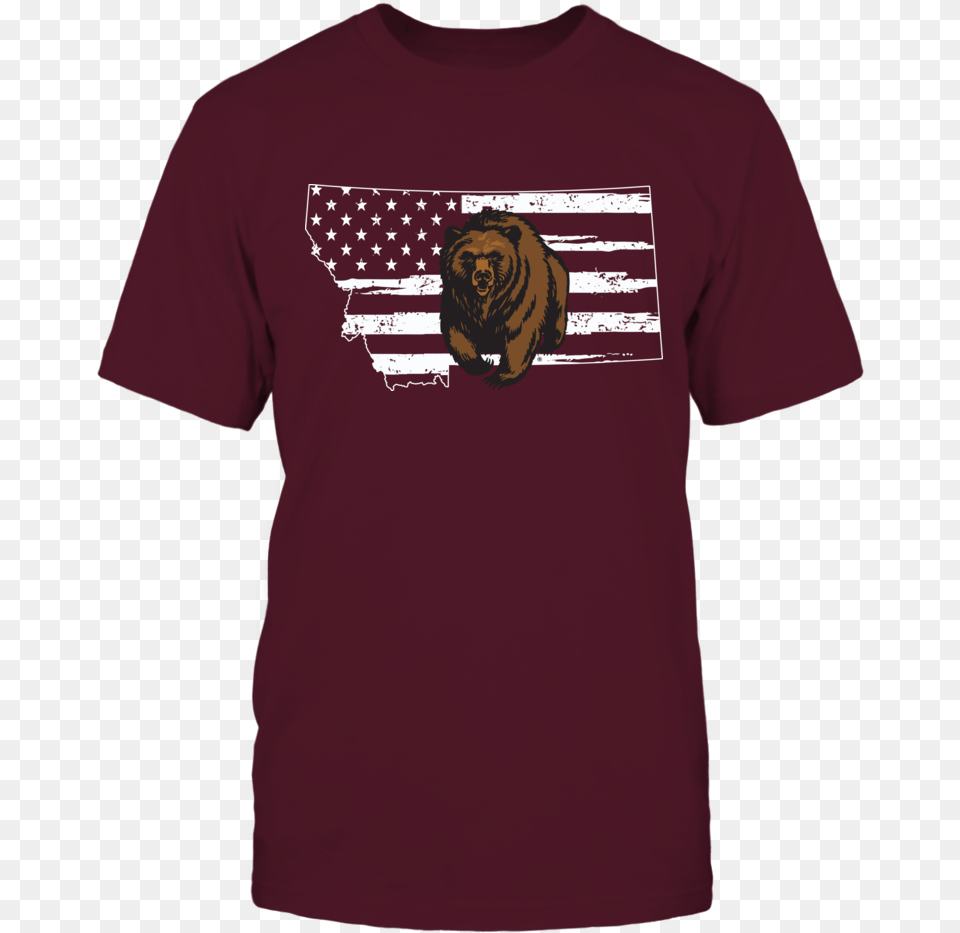 Montana Grizzlies Happy Not Day Barney, Clothing, Maroon, T-shirt, Animal Png Image
