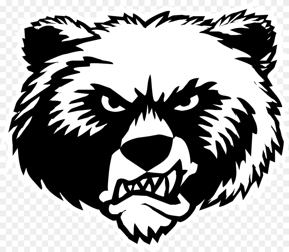 Montana Grizzlies Logo Black And White Salmon Arm Silvertips, Stencil, Person, Animal, Face Free Png