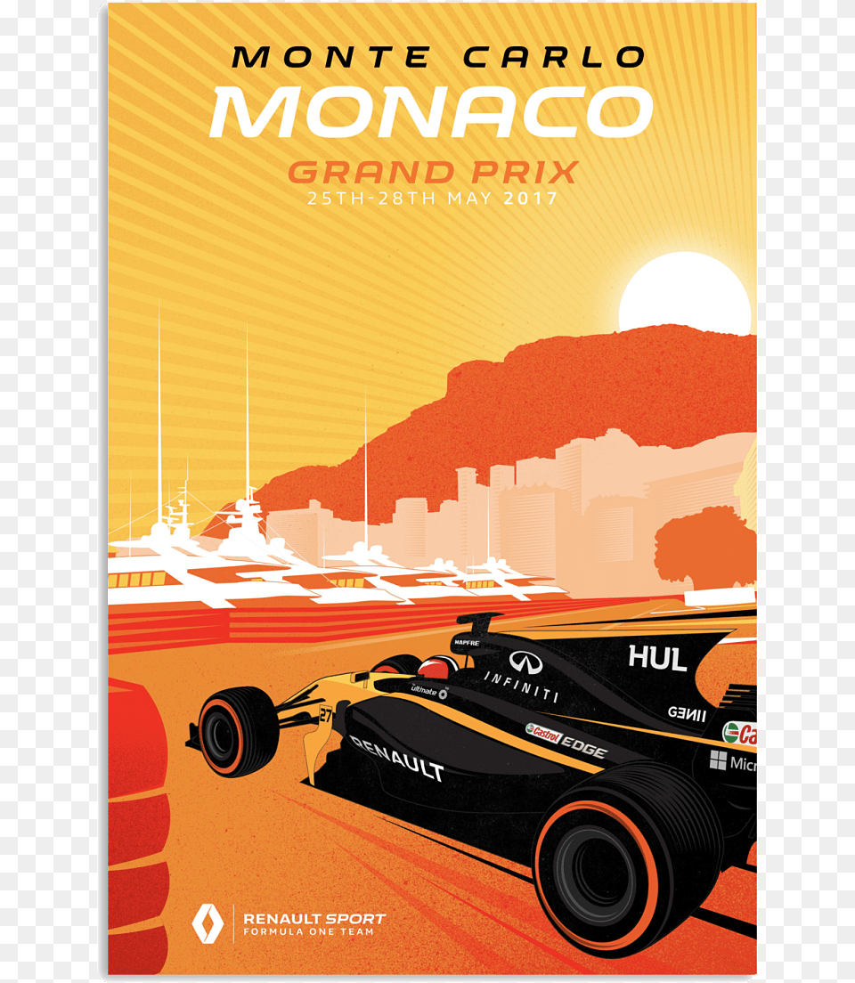 Monte Carlo Grand Prix Renault Car Racing Poster, Advertisement, Machine, Wheel, Transportation Free Transparent Png